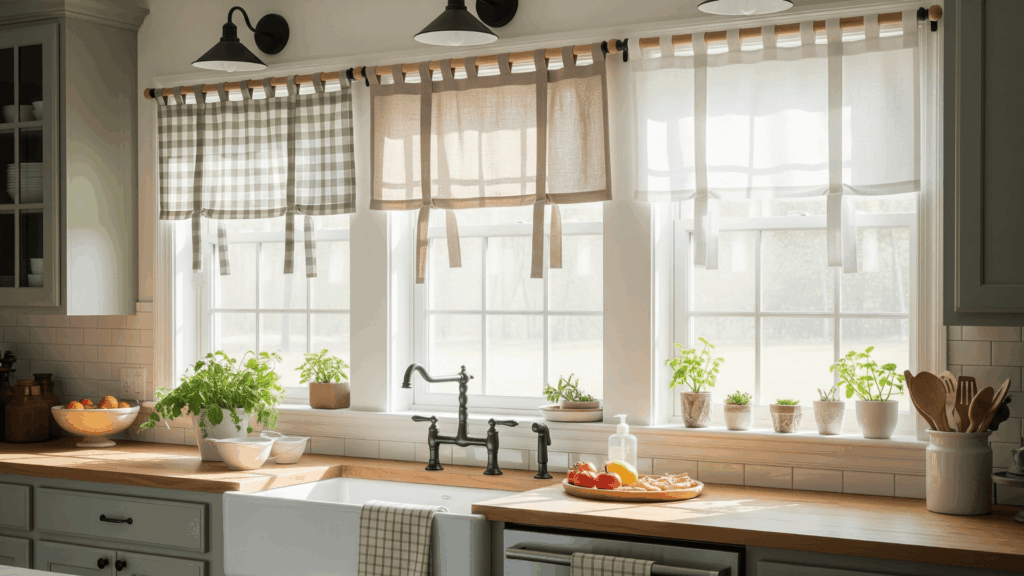 Add Window Valances in Gingham or Linen