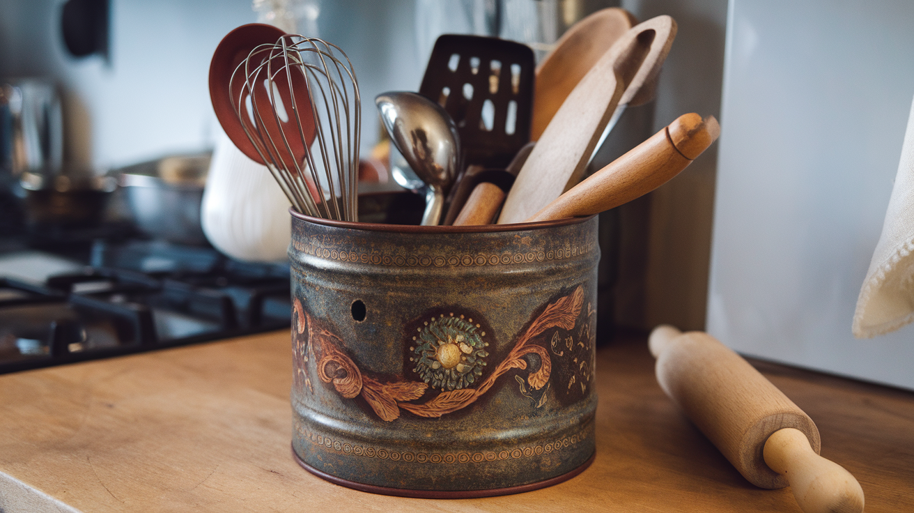 Add a Vintage Tin for Kitchen Tools