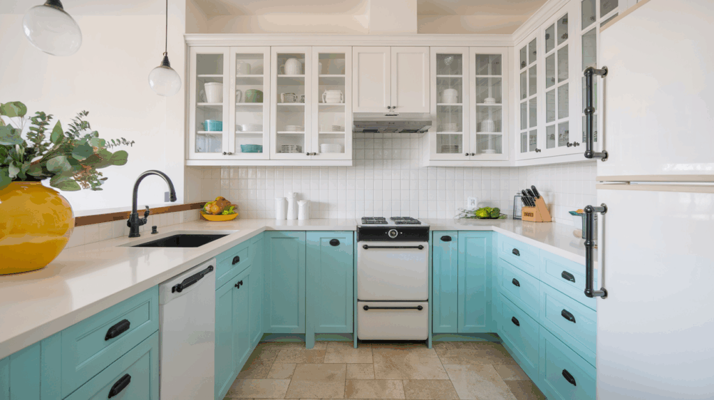 Aqua Blue and White
