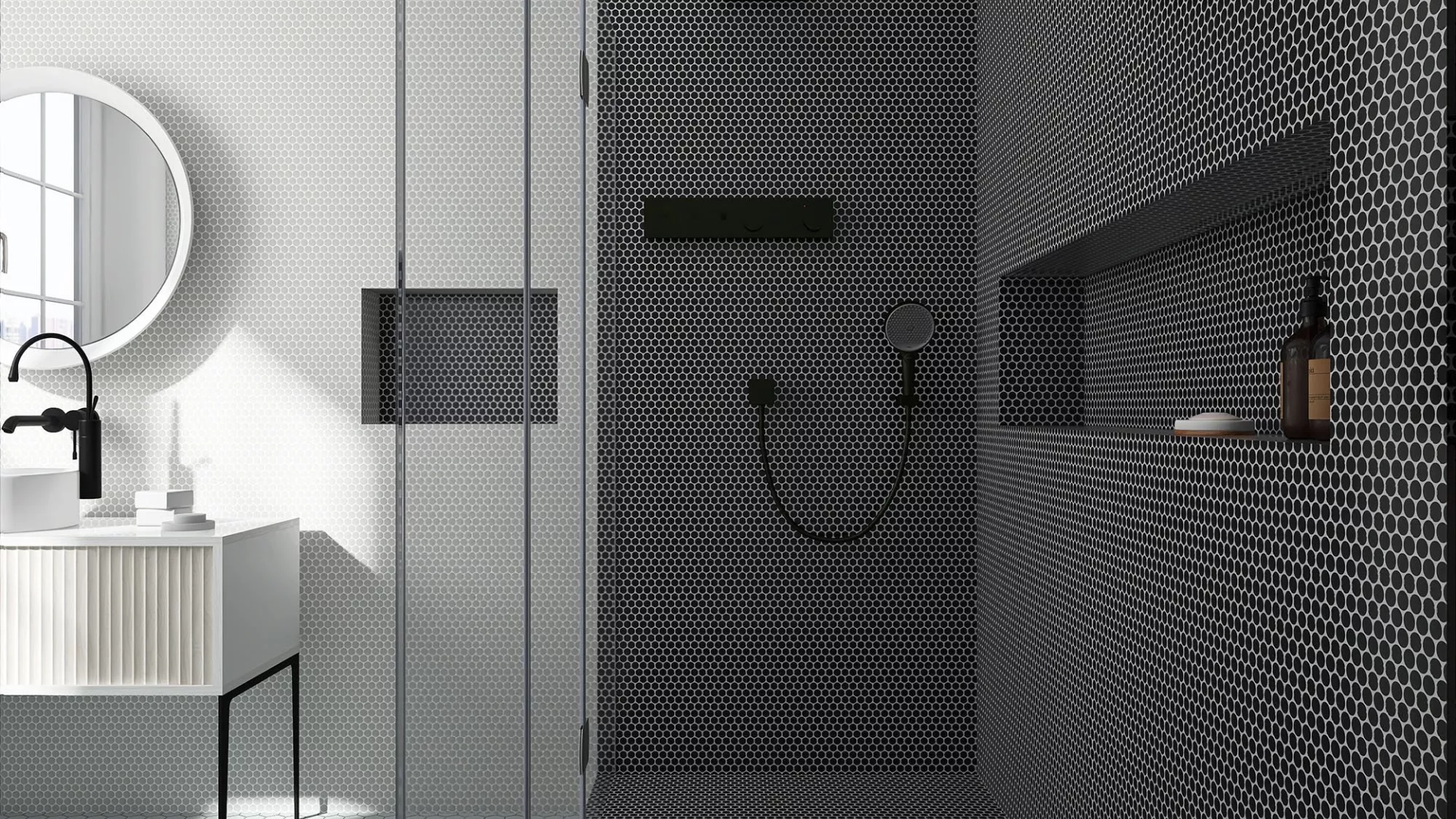 Black Penny Tiles