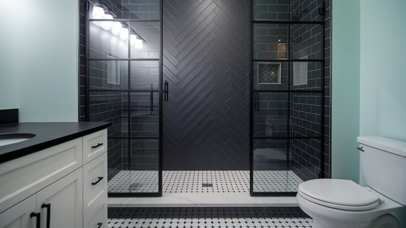 Black Tiles in the Shower