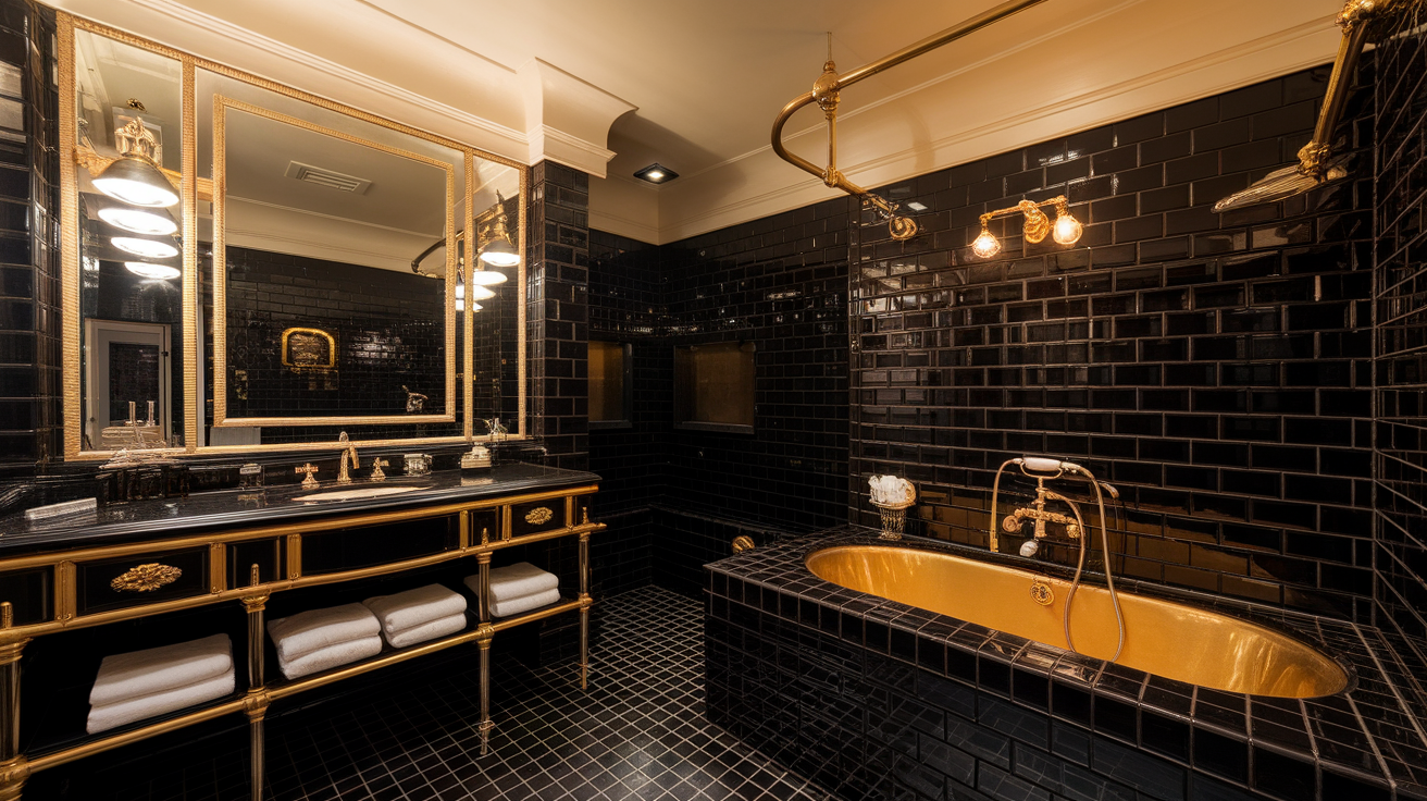 Black Tiles with Gold Accents
