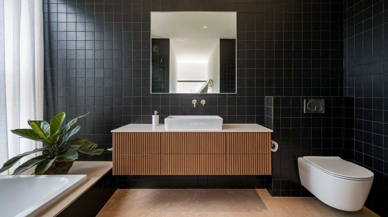 Black Tiles with Minimalist Decor