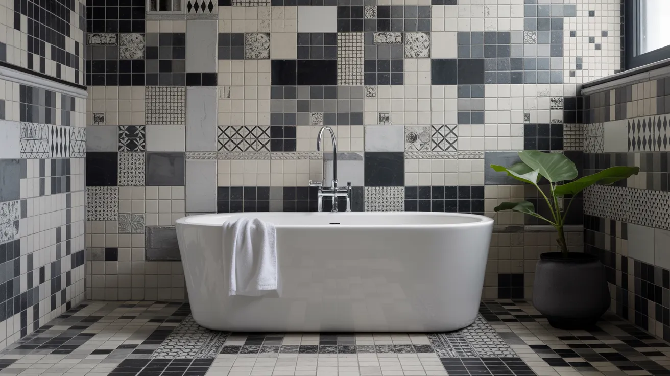 Black Tiles with Monochrome Decor