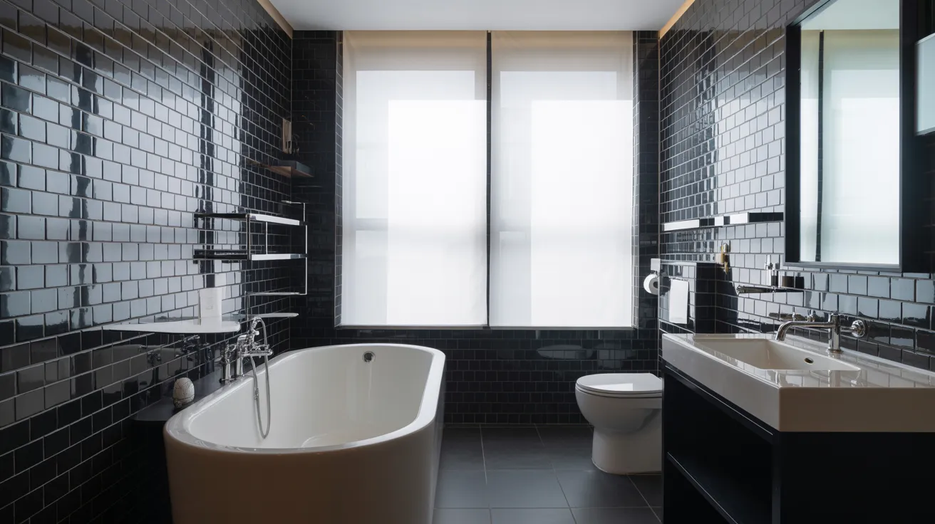 Black Tiles with White Fixtures
