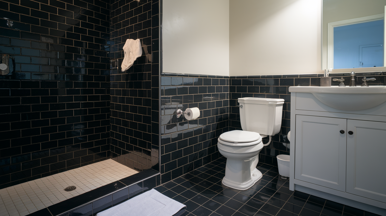 Black Tiles with White Walls