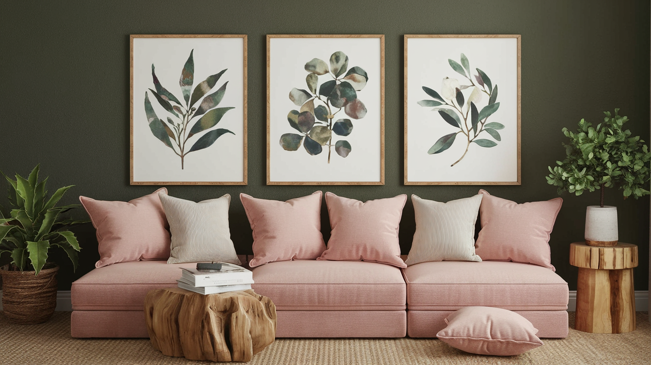 Blush Cushions and. Botanical Art