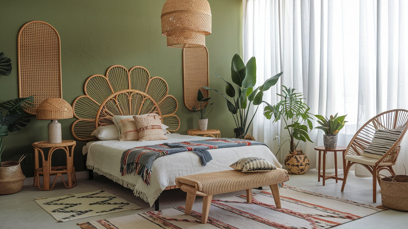 Boho Green with Rattan Decor