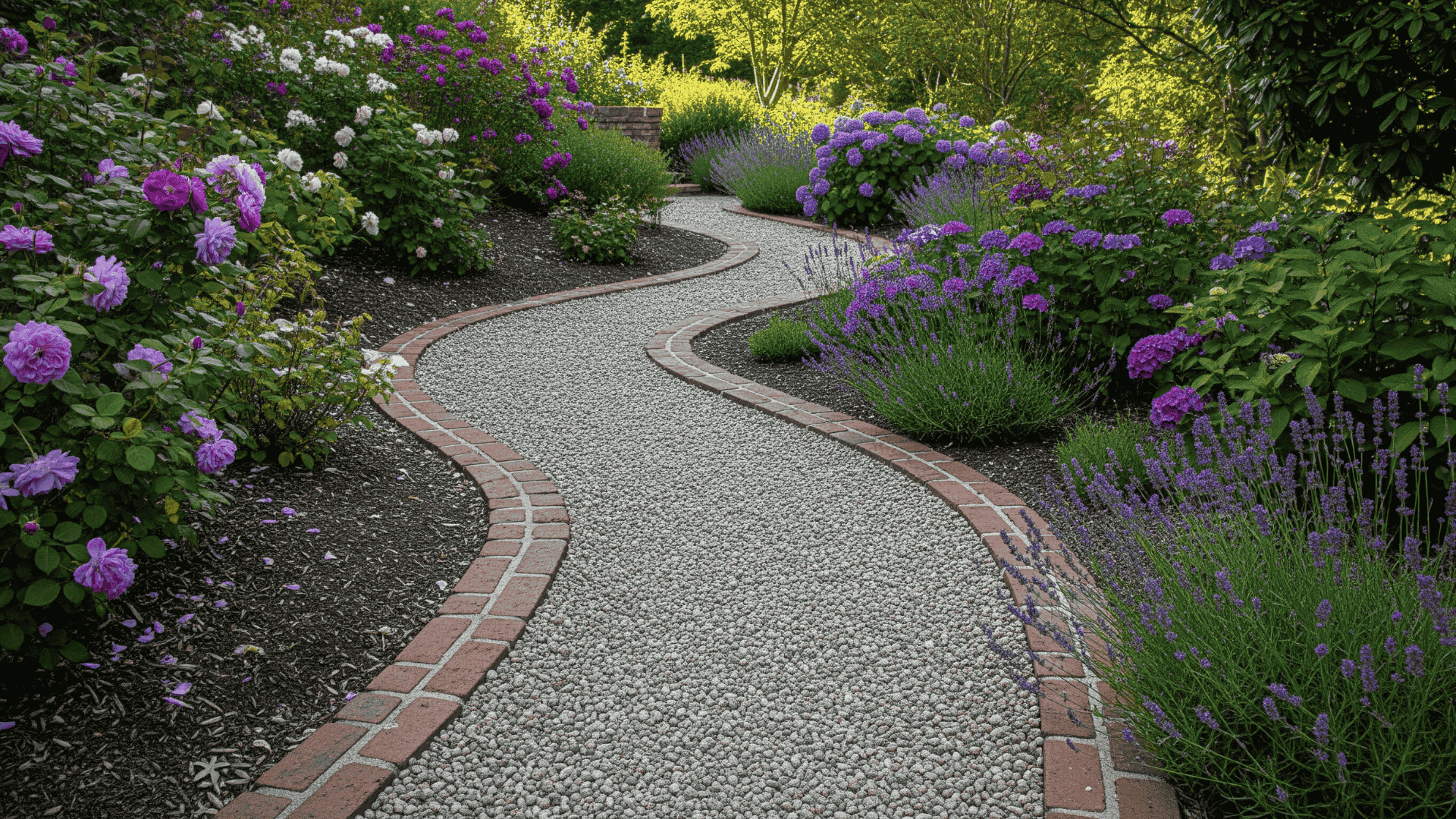 Brick-Edged Garden Walkway