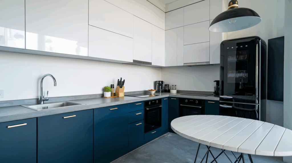 Charcoal Blue and Bright White
