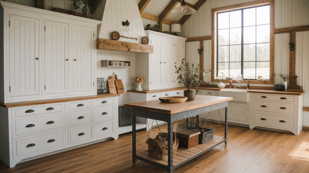 Classic White Cabinets with Rustic Touches
