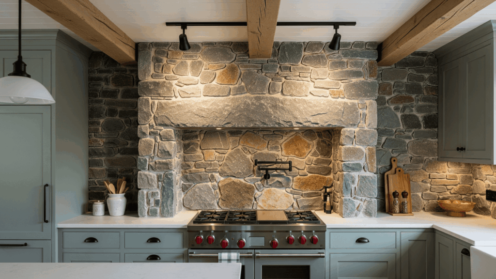 Contrast with Natural Stone Walls
