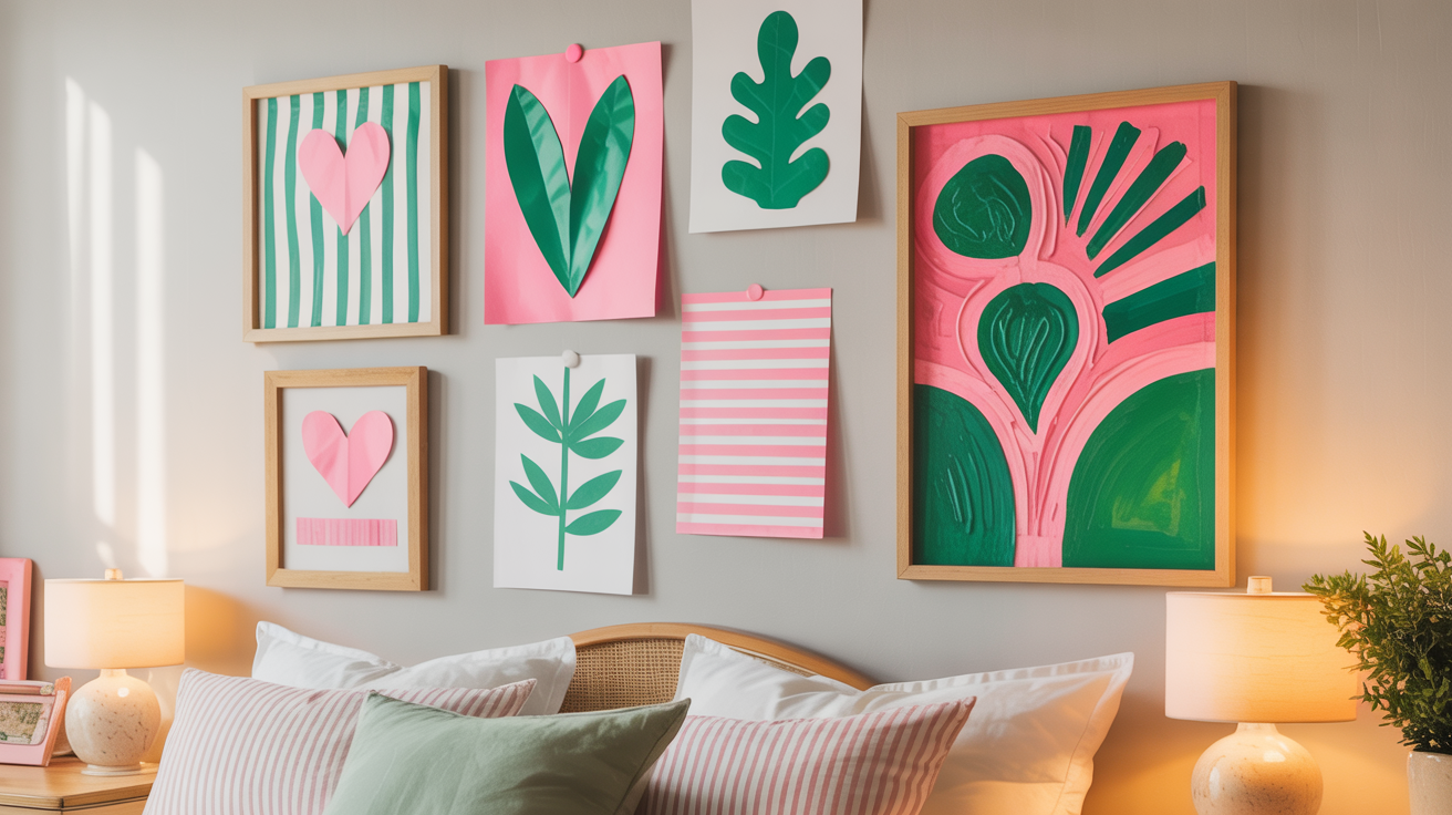 DIY Pink and Green Wall Art