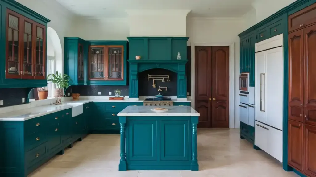 Deep Teal and Mahogany