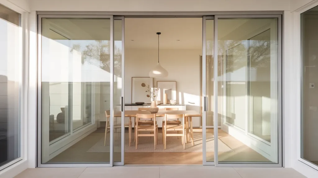 Dining Areas Separated by Glass Sliding Doors