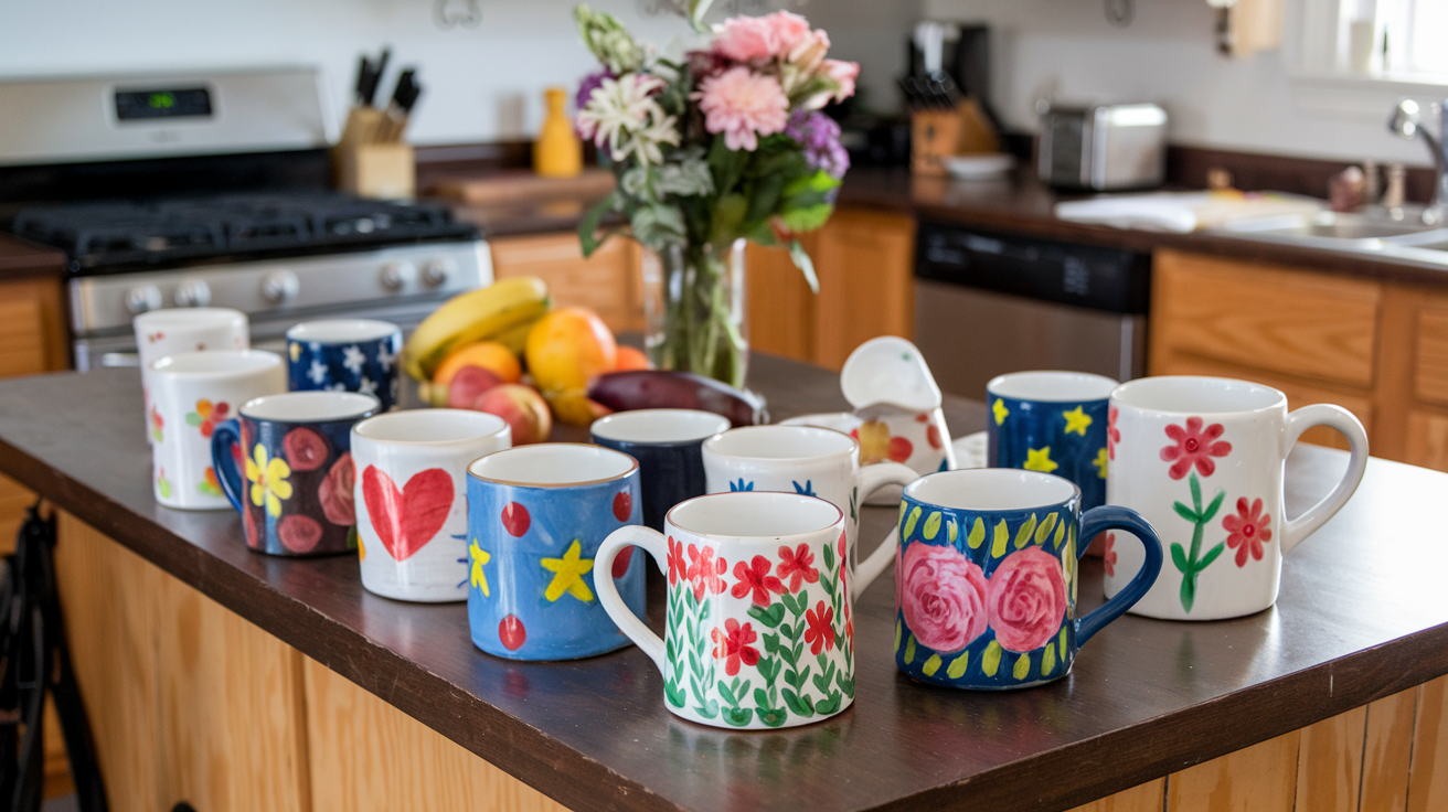 Display Hand-Painted Mugs