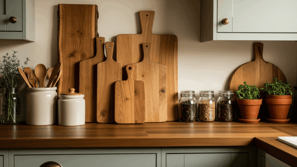 Display Rustic Cutting Boards Upright
