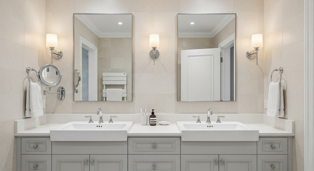 Double Vanity with Wall-Mounted Mirrors