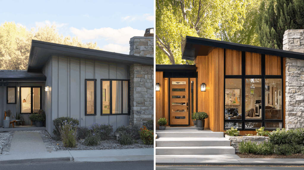 Drab Ranch with Aluminum Windows: Mid-Mod Touch