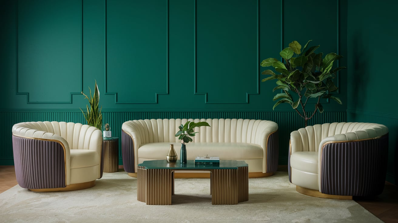 Emerald Wall with Cream Furniture