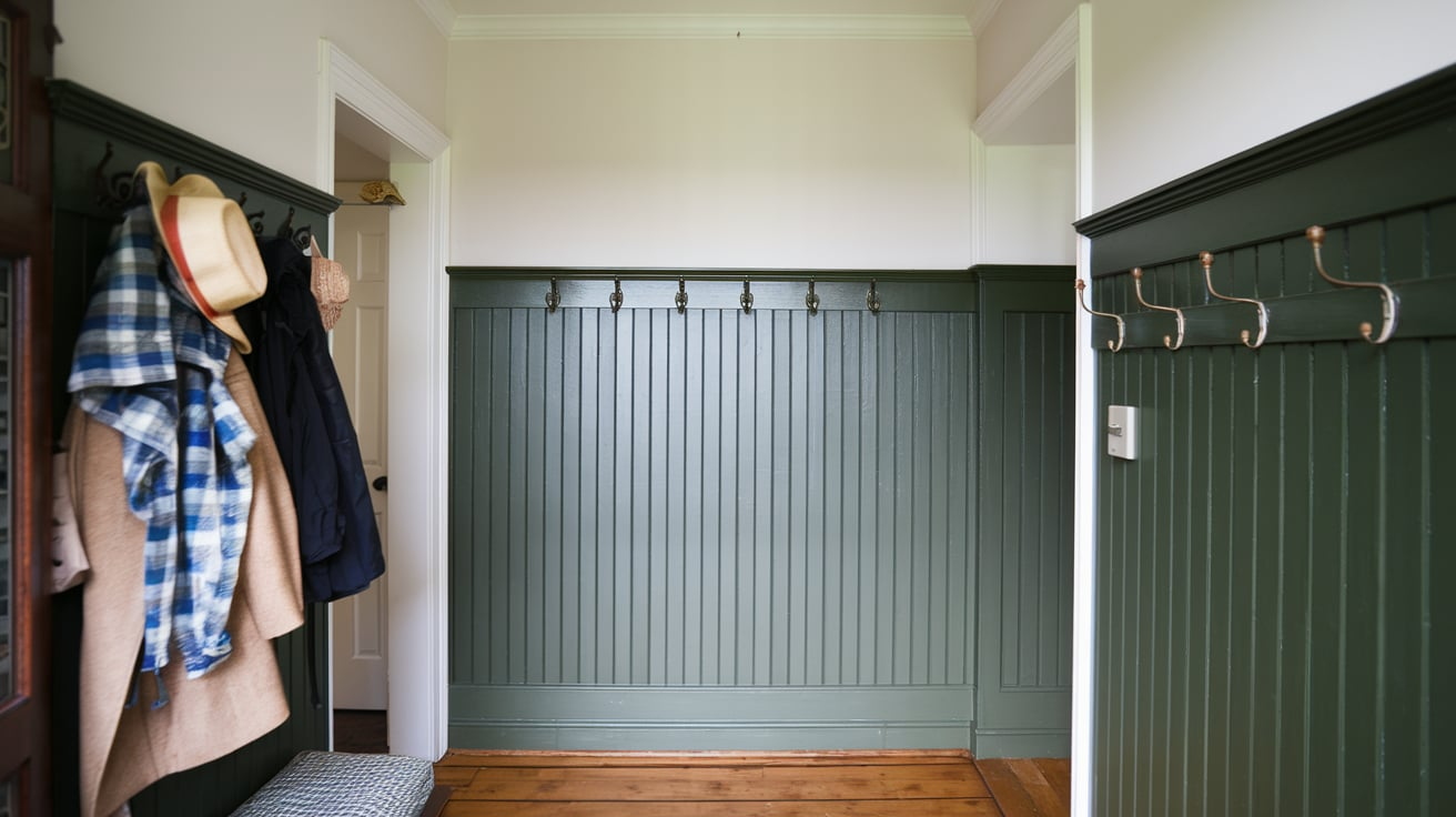 Entryway Wainscoted in Green
