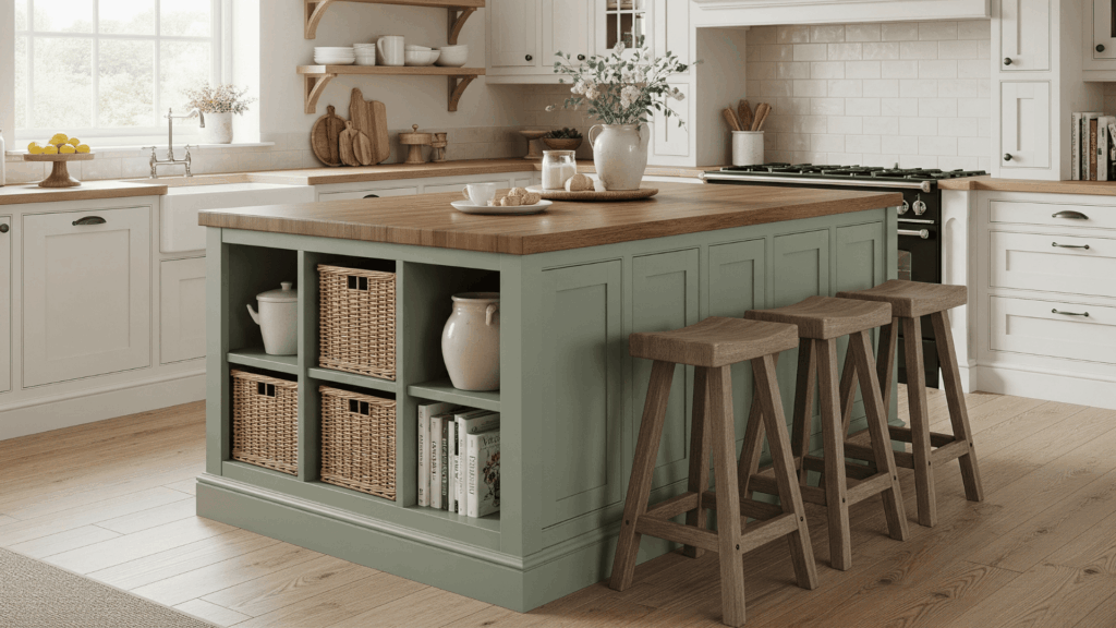 Feature a Green Kitchen Island