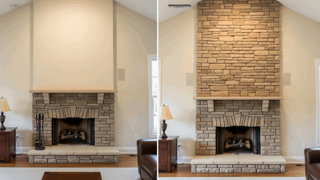 Floor-to-Ceiling Stone Feature