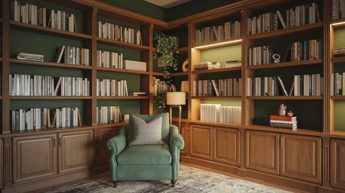 Forest Green Library Wall