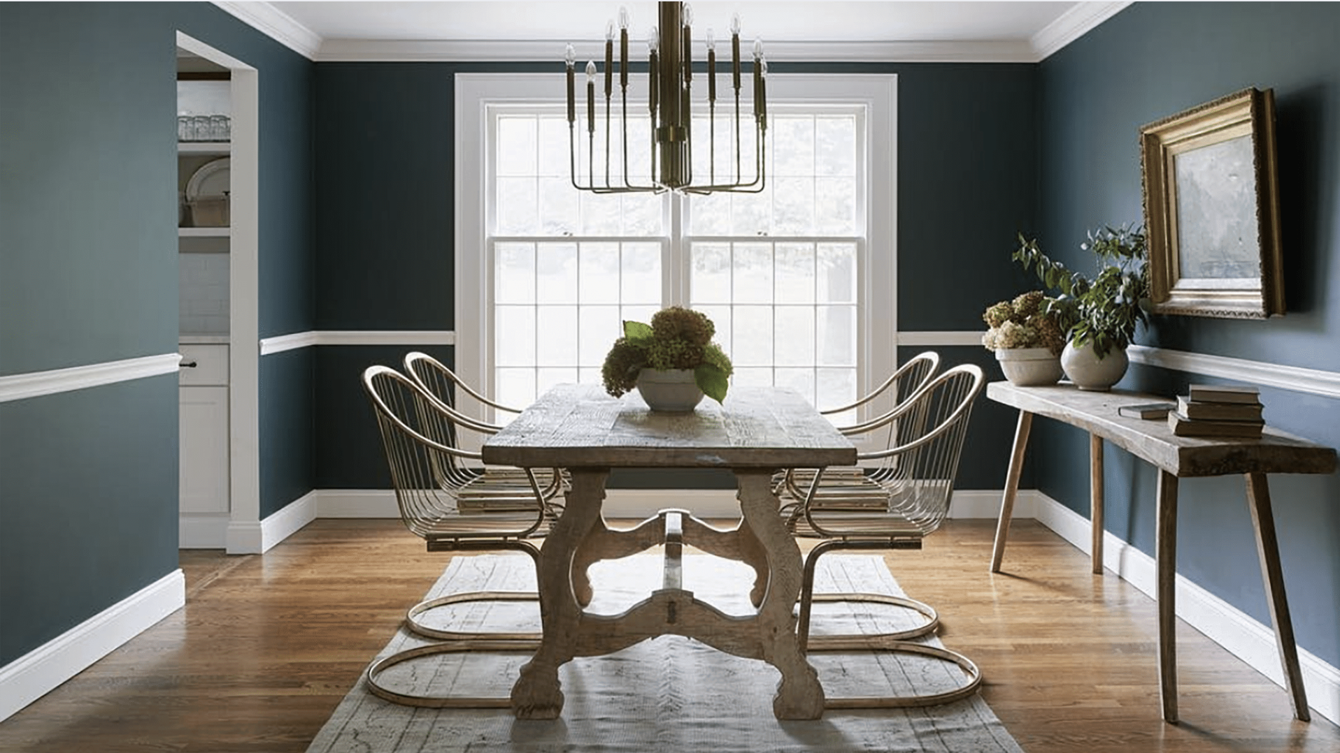 Forest Green Walls with White Trim
