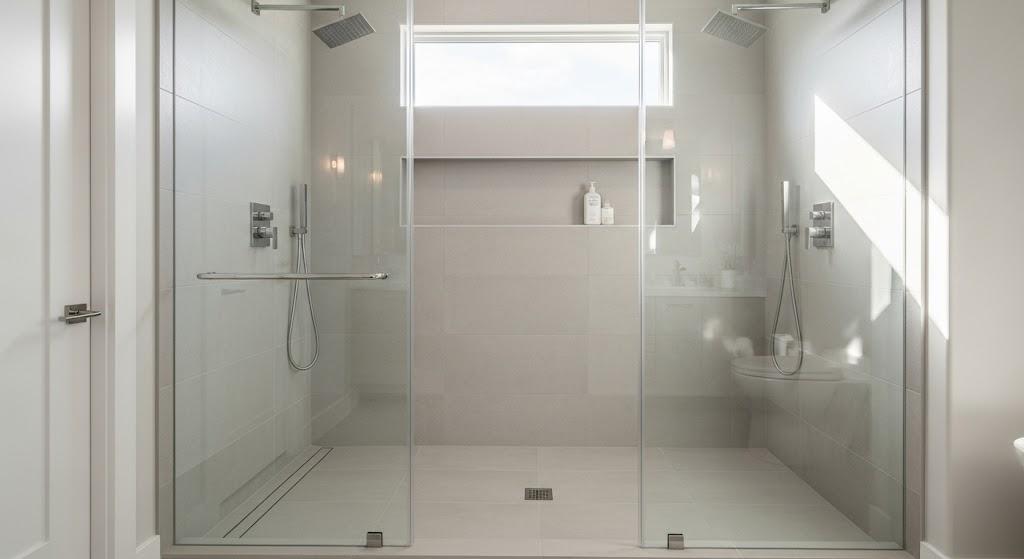 Frameless Shower with Floor-to-Ceiling Tile