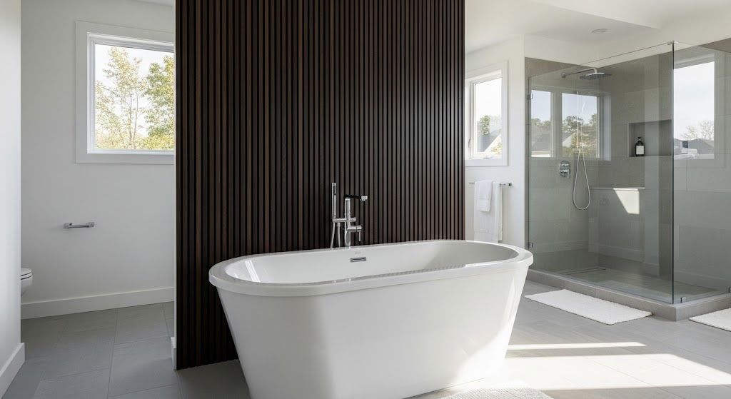 Freestanding Tub with Accent Wall