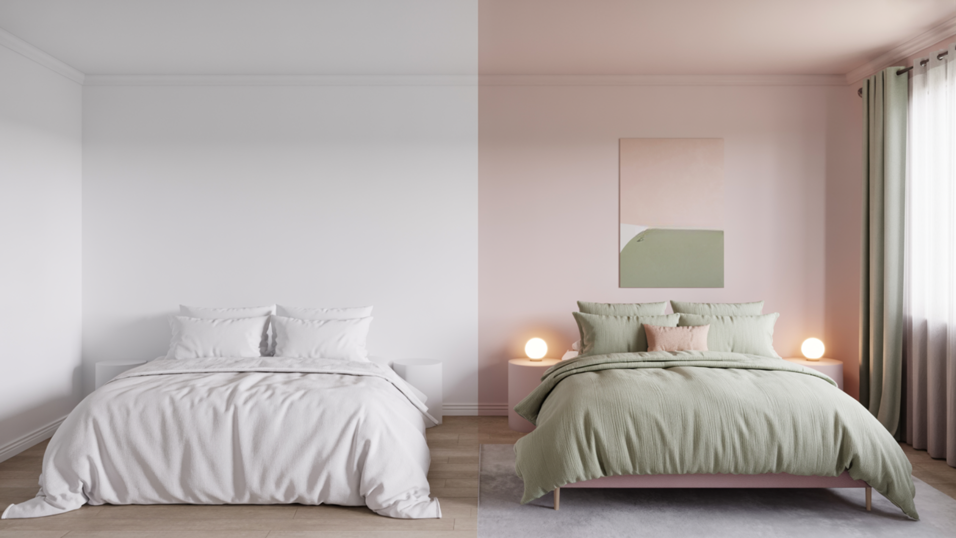 From Plain White to Soft Pink and Green Calm