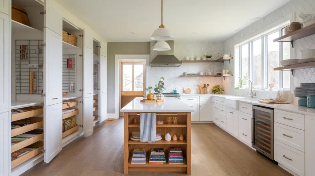 G-Shaped Kitchen with Integrated Pantry Wall