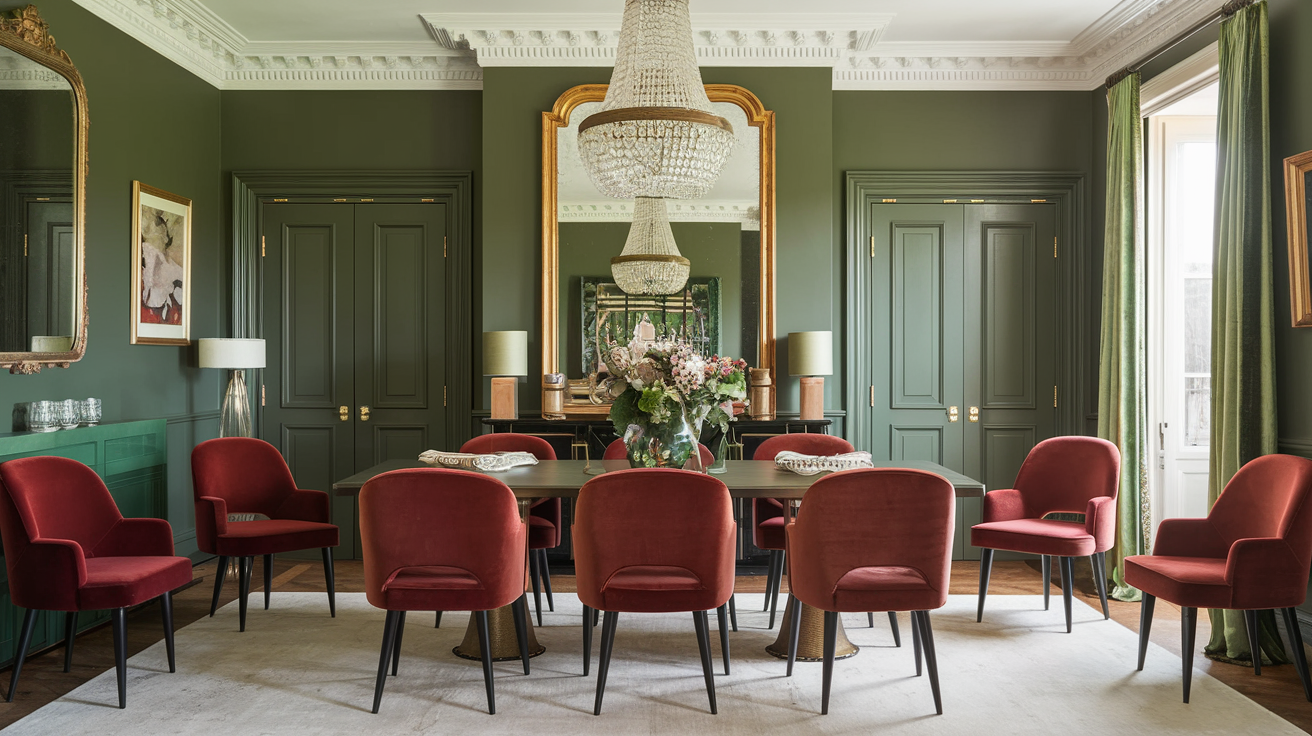 Glam Green Dining Room