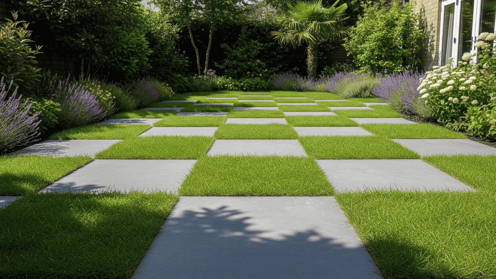 Grass and Concrete Checkerboard