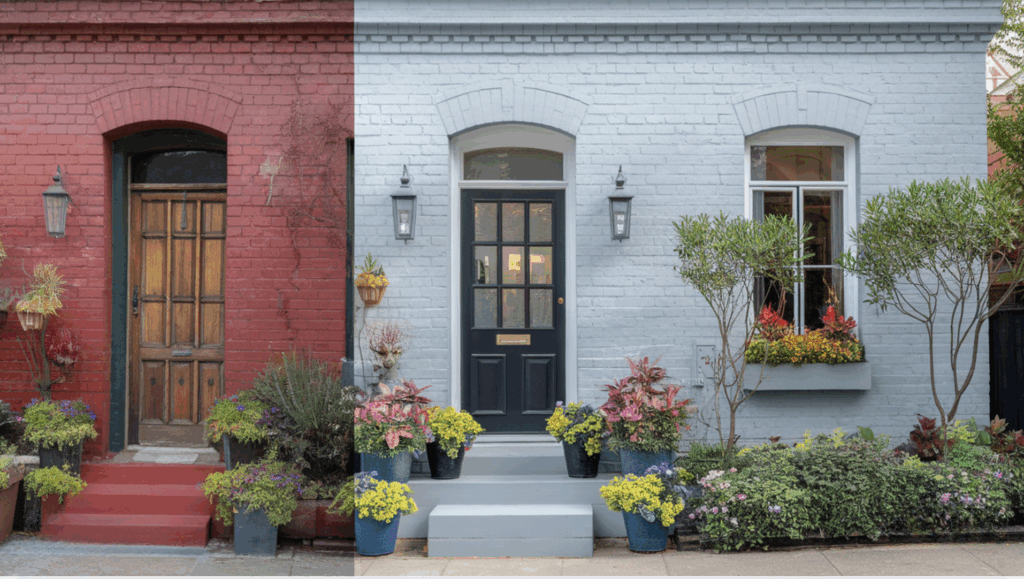 Gray with Bright Landscaping