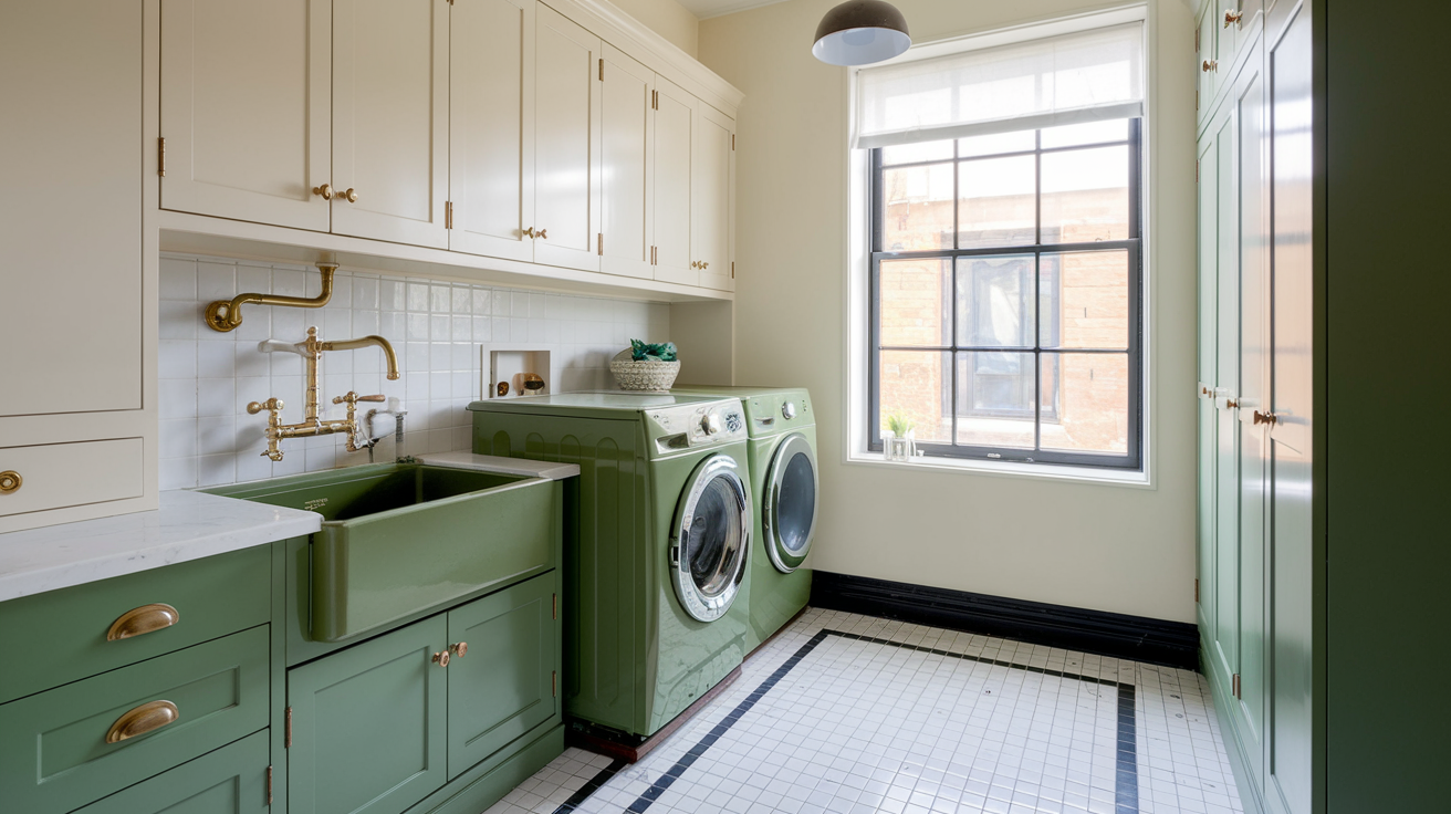 Green Laundry with Gold Accents