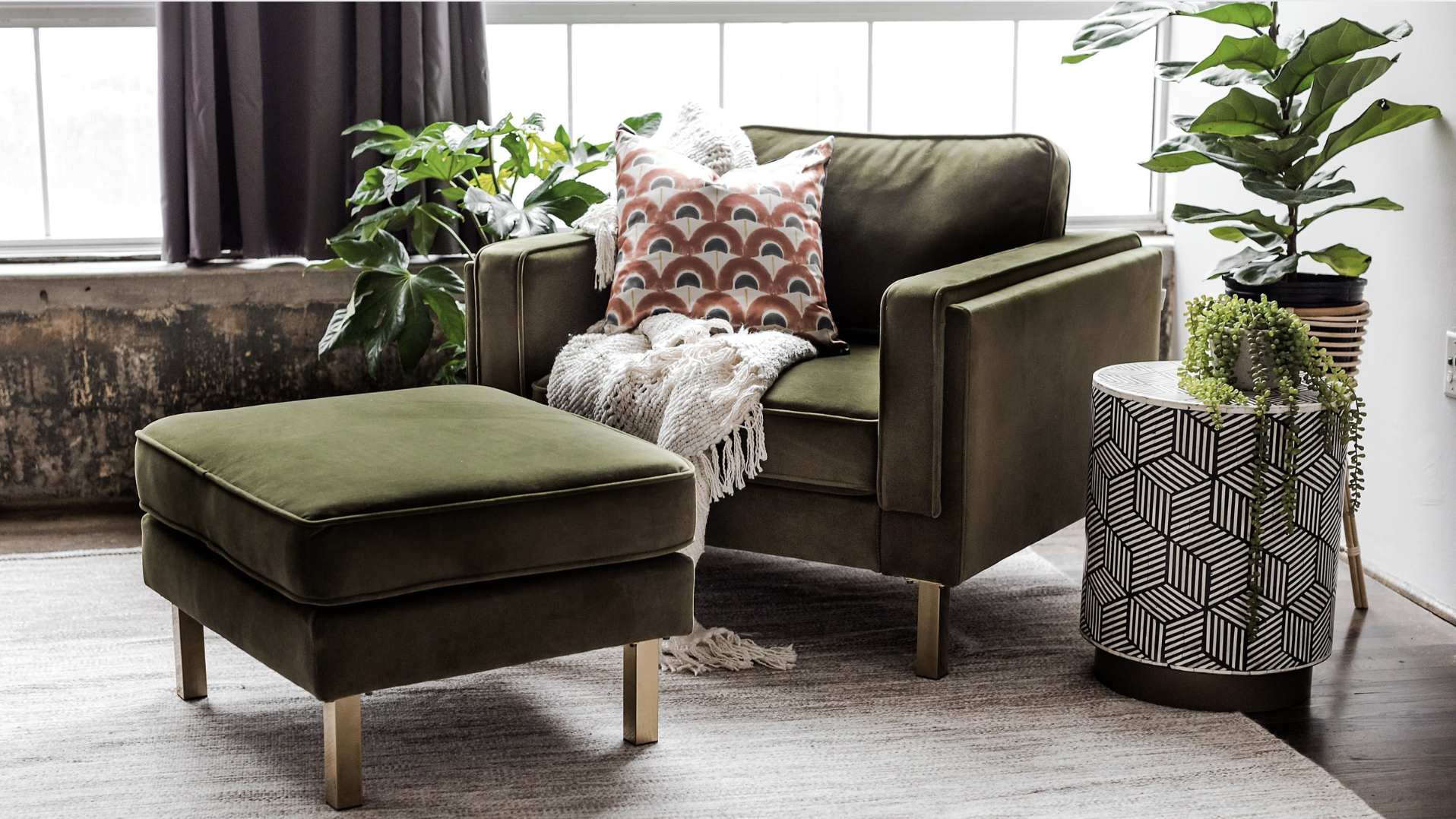 Green Velvet Armchairs with Gold Legs