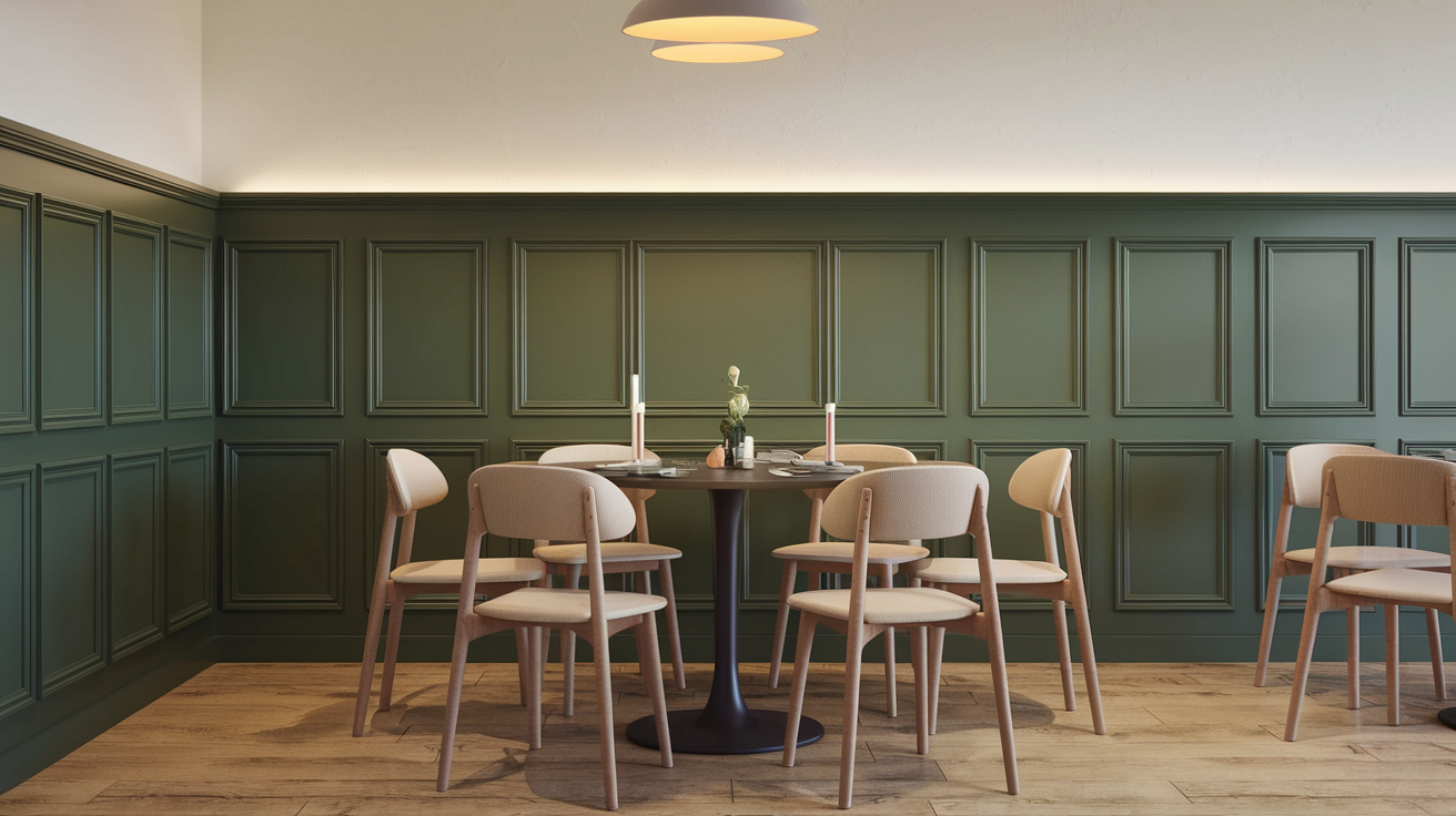 Half-Wall Green Wainscoting