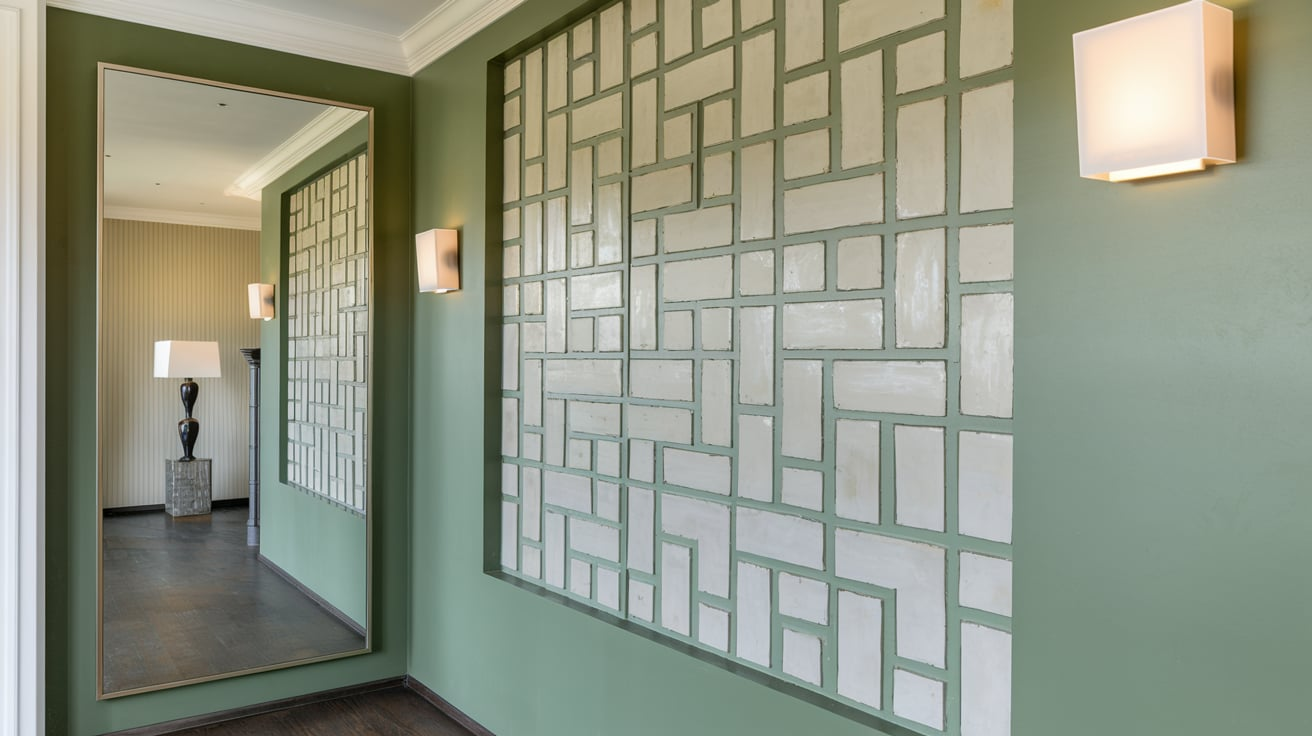 Hallway Green Wall with Mirror