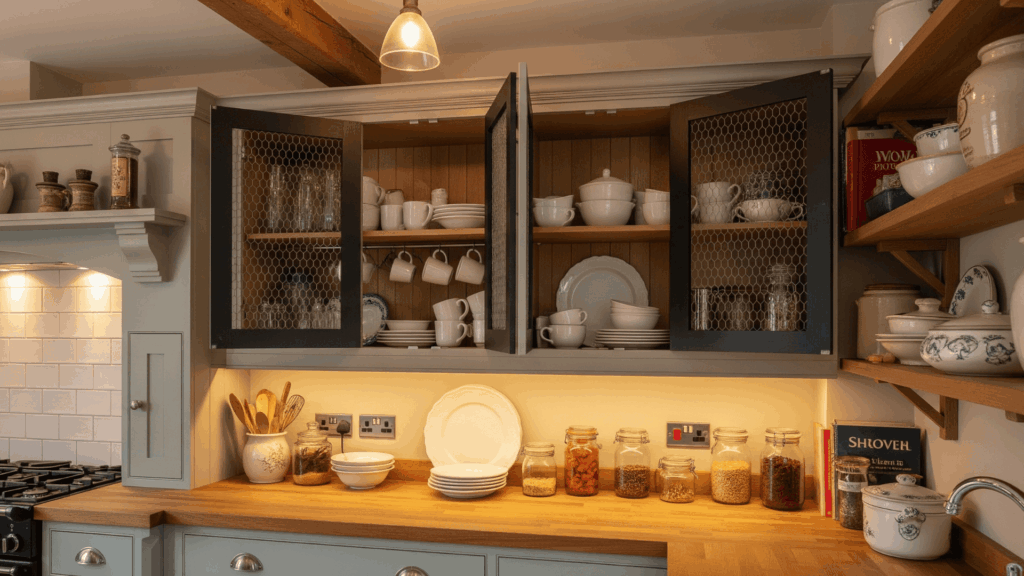 Include Chicken Wire Cabinet Inserts