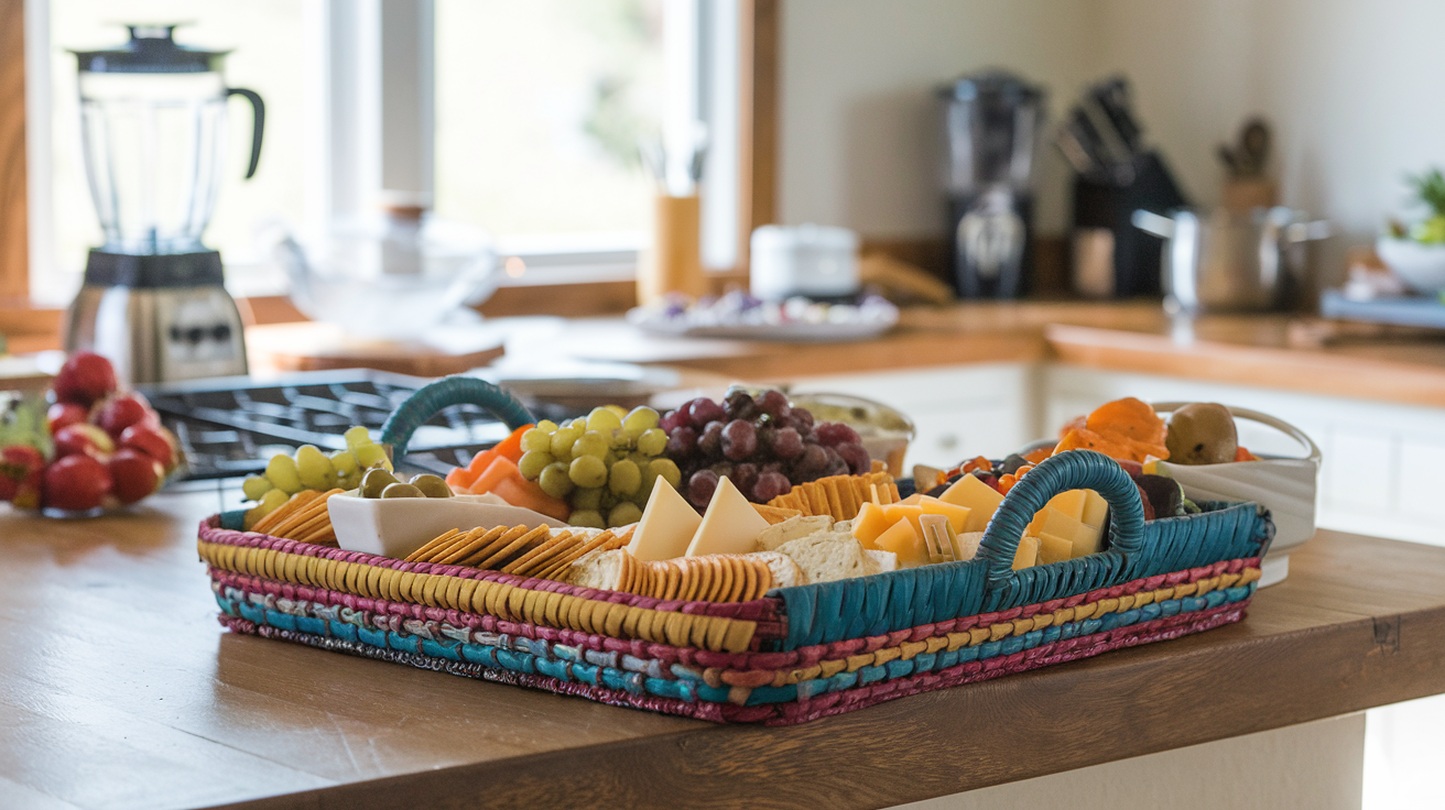 Incorporate a Colorful Tray for Snacks