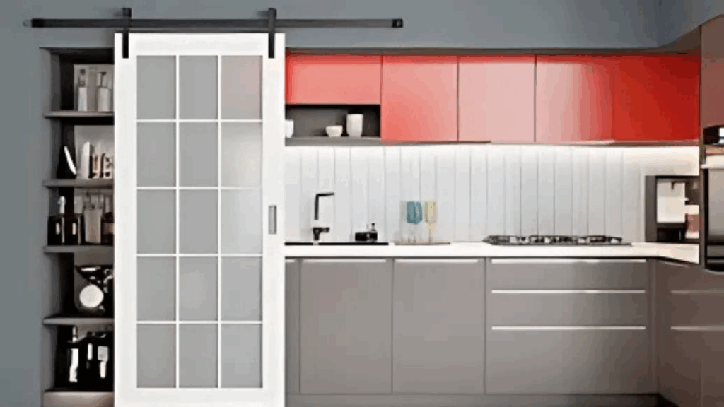 Kitchen with Sliding Door Pantry