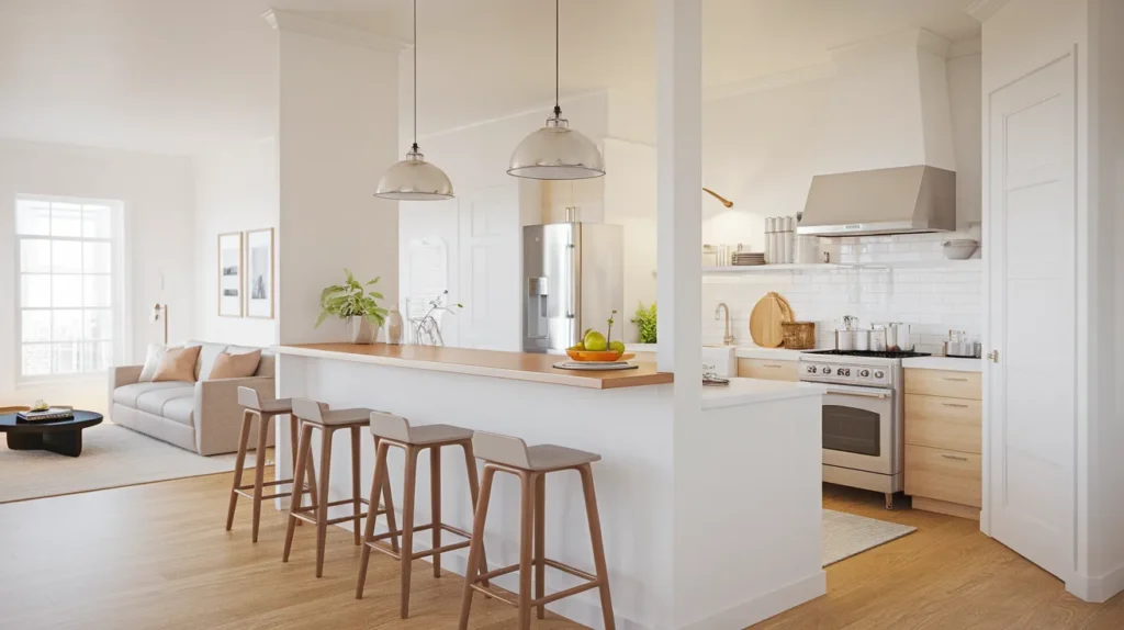 Kitchen with a Half-Wall Divider