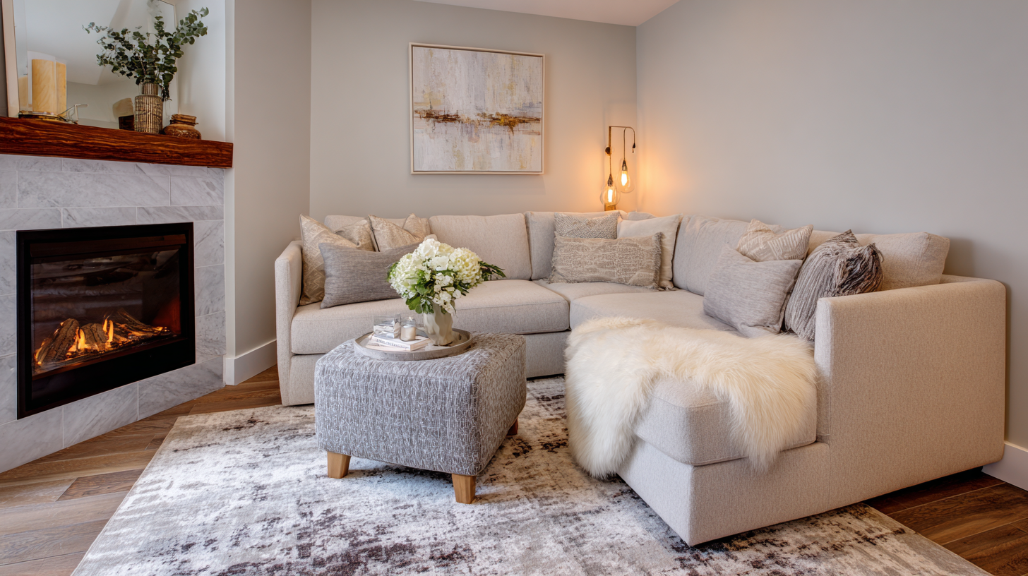 L-Shape with Sofa Facing the Fireplace