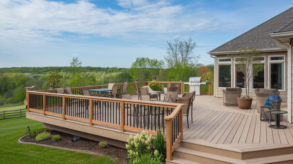 L-Shaped Deck Around the House Corner