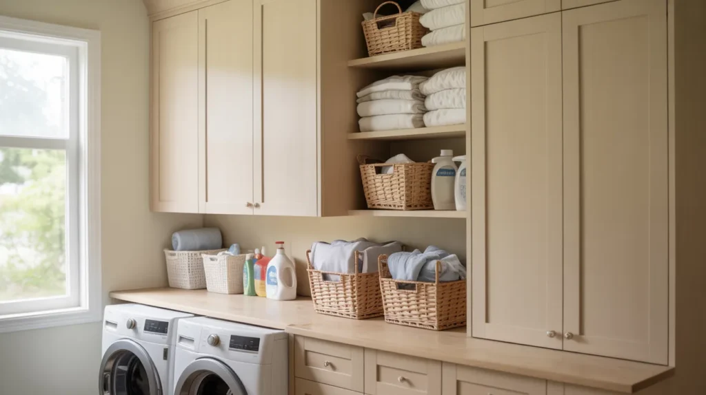Laundry Room with Built-In Cabinets