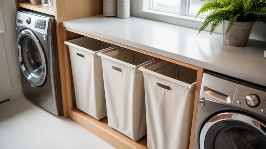 Laundry Room with Built-In Sorting Bins