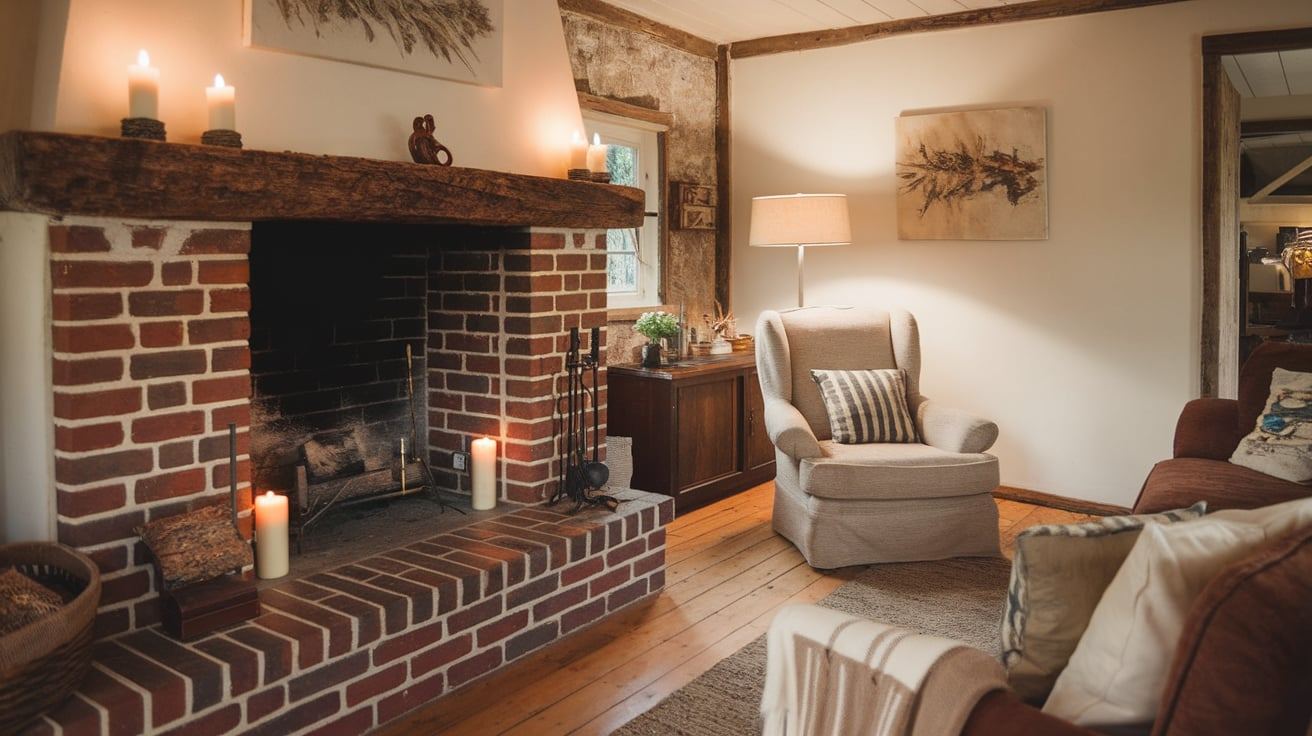 Make a Stone or Brick Fireplace the Focal Point