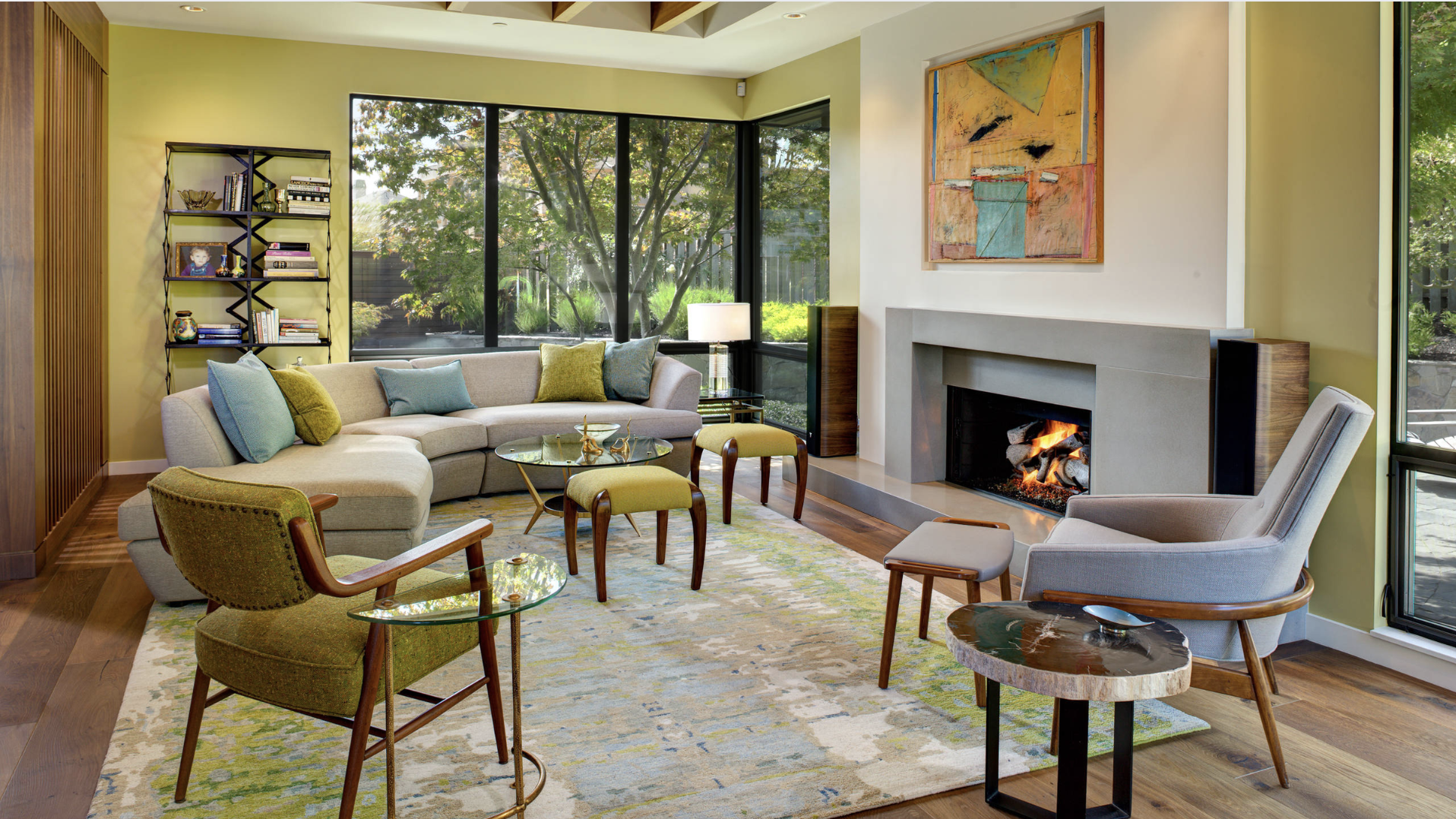 Mid-Century Modern Furniture with Green Walls